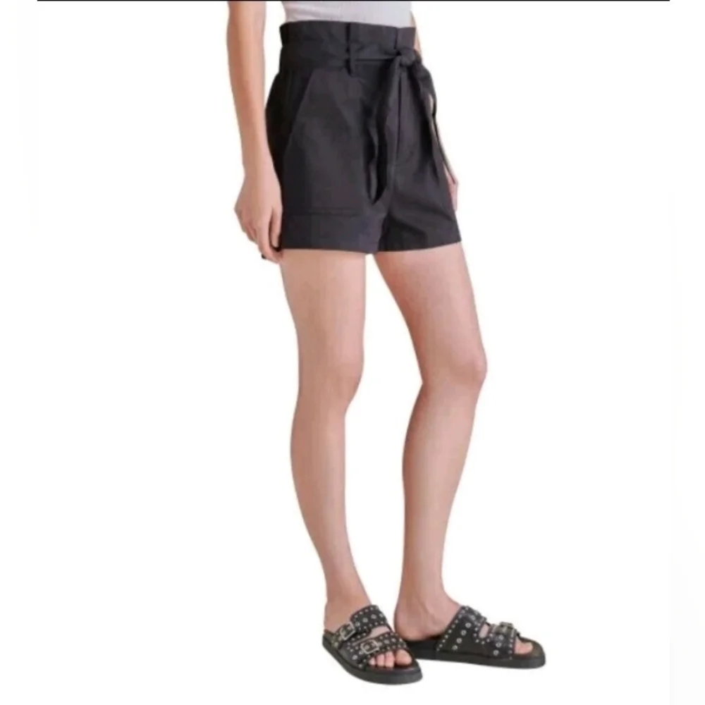 Steve Madden Women's High Rise Paper Bag Brushed Twill Cinch Shorts